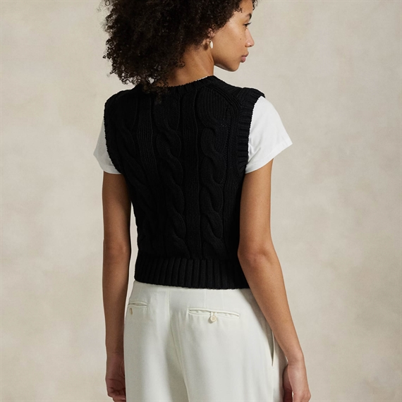 Polo Ralph Lauren Cable-Knit Cotton Cropped Vest, Polo Black